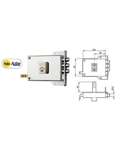 YALE AZBE CERRADURA       7    HN 120 IZQDA.SOBREPONER ANTIPAL.