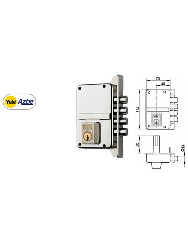 YALE AZBE CERRADURA       8-0  HN  70 DCHA.SOBREPONER. ANTIPALA