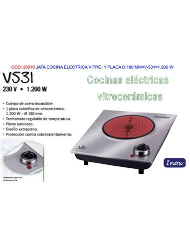 JATA COCINA ELECTRICA VITRO. 1 PLACA D:180 MMV-5311.200 W