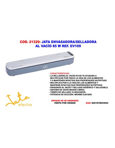 JATA ENVASADORA/SELLADORA AL VACIO 85 W EV109