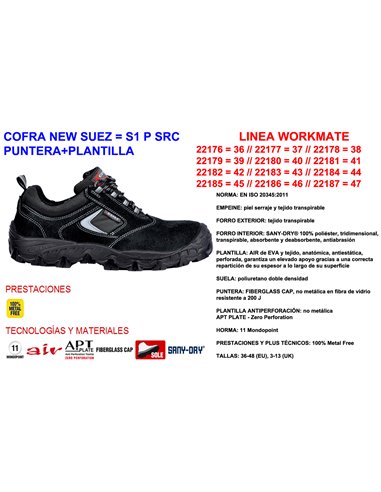 COFRA ZAPATILLA NEW SUEZ N�37  S1 P SRC  PUNTERA+PLANTILLA