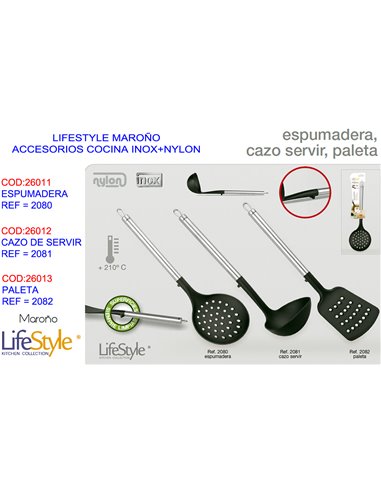 LIFESTYLE MARO�O ACC.COCINA INOX+NYLON ESPUMADERA2080