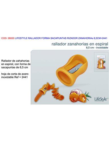 LIFESTYLE RALLADOR FORMA SACAPUNTAS RIZADOR ZANAHORIA 8,5CM2441