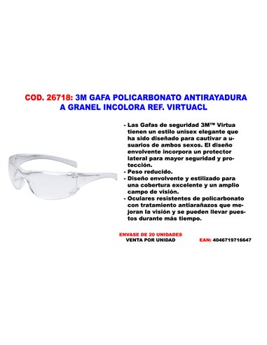 3M GAFA POLICARBONATO ANTIRAYADURA INCOLORA VIRTUACL 71512