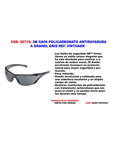 3M GAFA POLICARBONATO ANTIRAYADURA GRIS VIRTUAGR  OSCURA