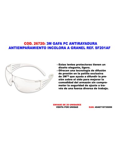 3M GAFA PC ANTIRAYADURA ANTIEMPA�AMIENTO INCOLORA SF201AF