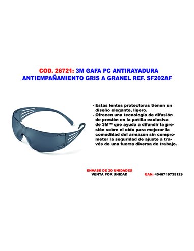 3M GAFA PC ANTIRAYADURA ANTIEMPA�AMIENTO GRIS SF202AF