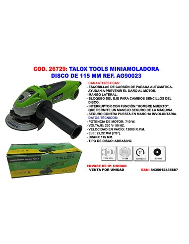 TALOX TOOLS MINIAMOLADORA 115 710 W AG90023