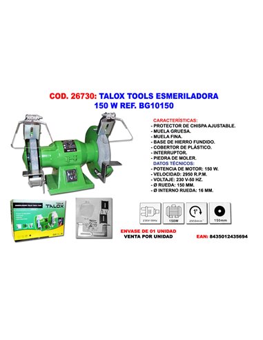 TALOX TOOLS ESMERILADORA 150 W 150 MM BG10150