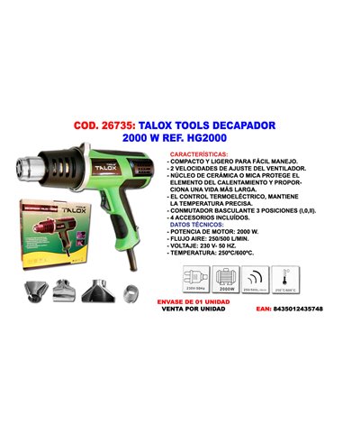 TALOX TOOLS DECAPADOR 2000 W HG2000