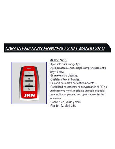 JMA MANDO DISTANCIA SR-Q QUARZO CODIGO FIJO (FREC. 20 Y 42  MHZ)