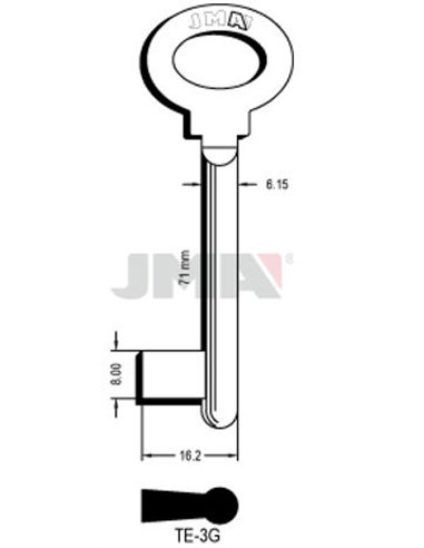 LLAVES JMA TIPO GORJA LATON MOD:TE-3G