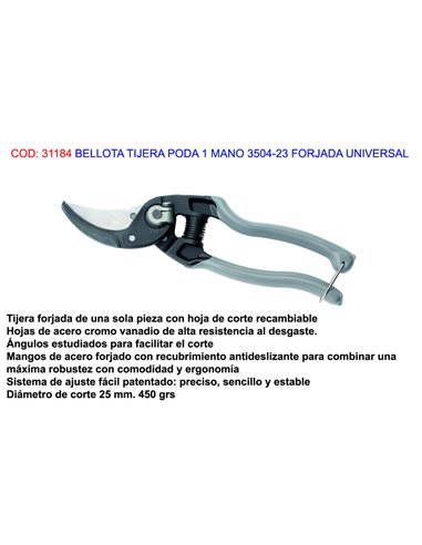 BELLOTA TIJERA PODA 1 MANO 3504-23 FORJADA UNIVERSAL