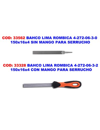 BAHCO LIMA ROMBICA 4-272-06-3-2  150x16x4 C/MANGO PARA SERRUCHO