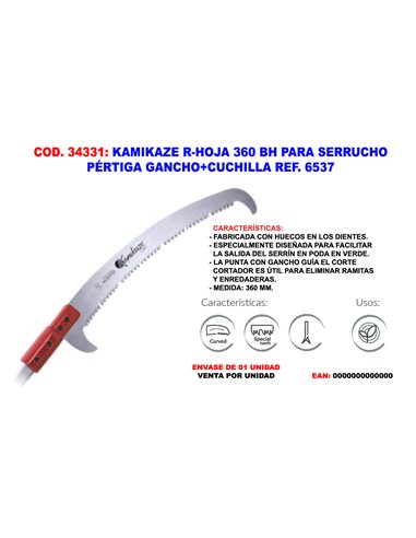 KAMIKAZE R-HOJA 360BH PARA SERRUCHO PERTIGA GANCHO+CUCHI6537