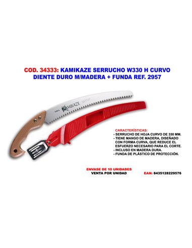 KAMIKAZE SERRUCHO W330 H CURVO DIENTE DURO M/MADERA+ FUNDA2957