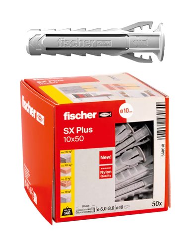 FISCHER CAJA 50 TACOS SX PLUS 10 GRIS 10x50  568010