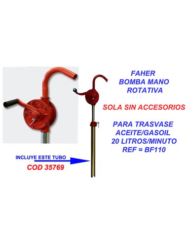 FAHER BOMBA MANO ROTATIV-SOLATRASVASE ACEITE/GASOIL 20L/MBF110