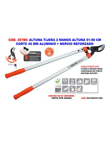 ALTUNA TIJERA 2 MANOS ALTUNA51-90CM CORTE 40MM ALUM+NERVIO REFOR