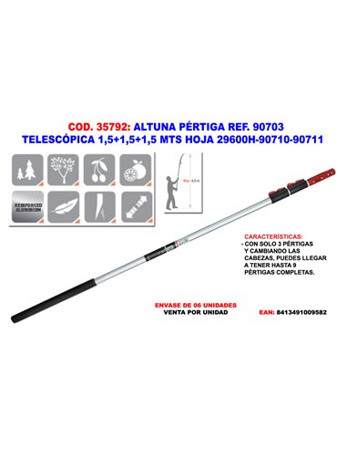 ALTUNA PERTIGA 90703 TELESC 1,5+1,5+1,5M PARA 29600H-90710-90711