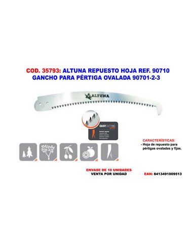 ALTUNA REP.HOJA 90710 GANCHO PARA PERTIGA OVAL 90701-2-3