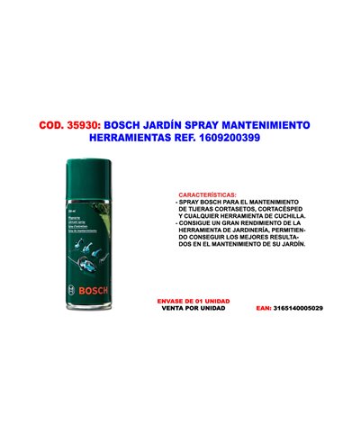 BOSCH JARDIN SPRAY MANTENIMIENTO HERRAMIENTAS 250 ML1609200399