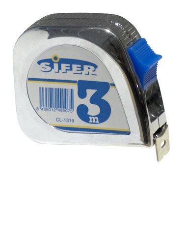 SIFER FLEXOMETRO CROMO 3M13MM SIN FRENO Y CLIP