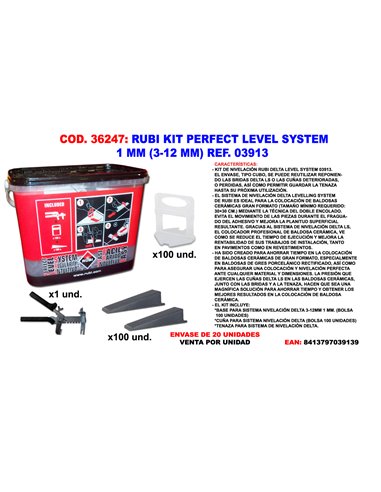 RUBI KIT PERFECT LEVEL SYSTEM 1 MM (3-12 MM) 03913 - 3956