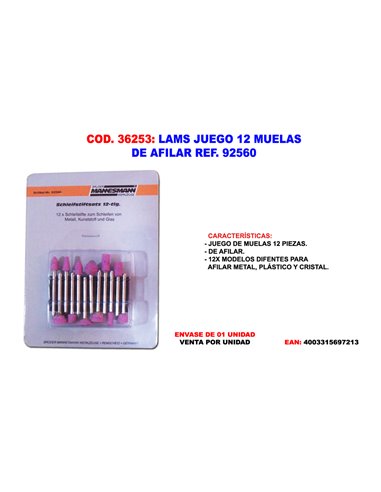 LAMS JUEGO 12 MUELAS DE AFILAR REF 92560