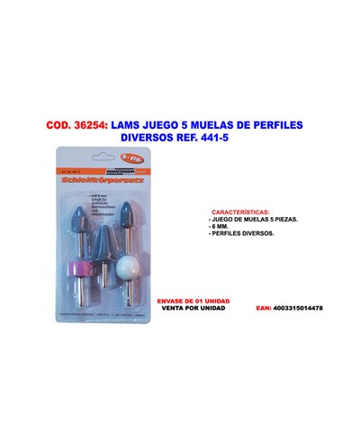 LAMS JUEGO 5 MUELAS DE PERFILES DIVERSOS REF 441-5