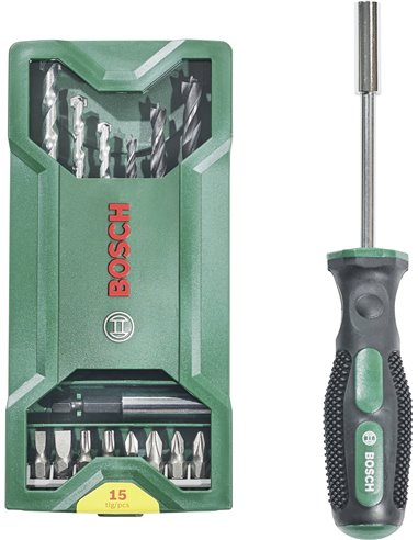 BOSCH SET 6 BROCAS+9 PUNTAS ATORNILL +ADAPTADOR+MANGO2607017654