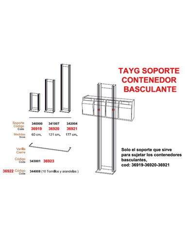 TAYG SOPORTE CONTENEDOR BASCULANTE 121 CM  341007