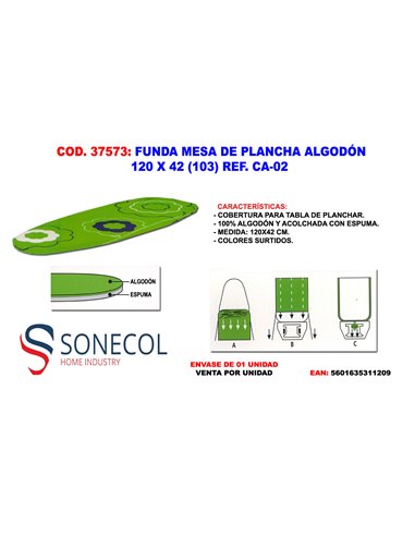 FUNDA MESA DE PLANCHA ALGODON 120 X 42 (103) REF. CA-02 