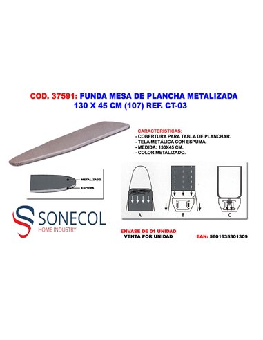 FUNDA MESA DE PLANCHA METALICA 130 X 45 (107) REF. CT-03 