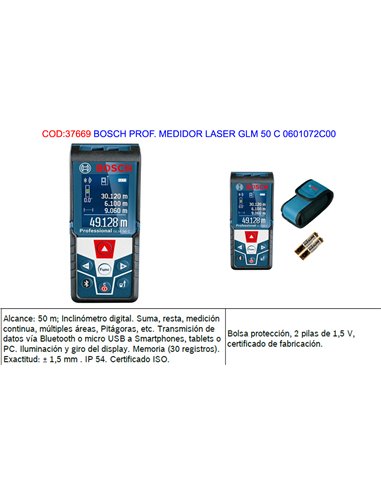 BOSCH PROF. MEDIDOR LASER GLM 50 C 0601072C00