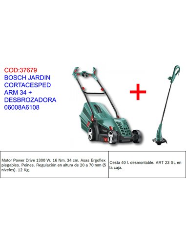 BOSCH JARDIN CORTACESPED ARM 34 + DESBROZADORA 06008A6108