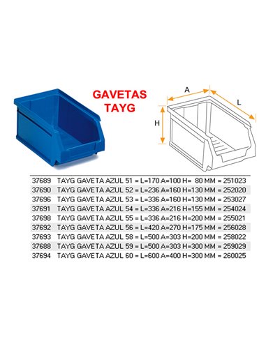 TAYG GAVETA AZUL 51  L170 A100 H  80 MM  251023