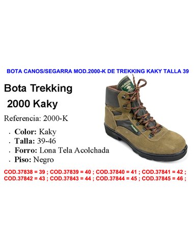 BOTA CANOS/SEGARRA MOD.HURON 2000-K DE TREKKING KAKY TALLA 39