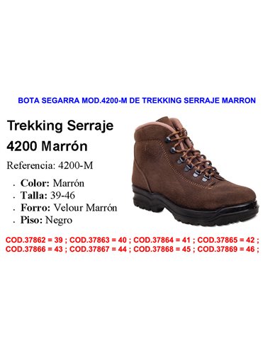 BOTA SEGARRA MOD.4200-M DE TREKKING SERRAJE MARRON TALLA 39