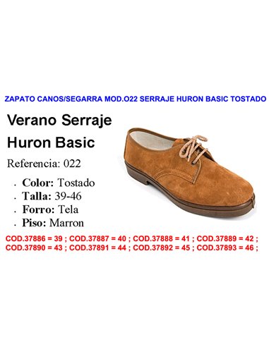 ZAPATO CANOS/SEGARRA MOD.022 SERRAJE HURON BASIC TOSTADO TALLA39