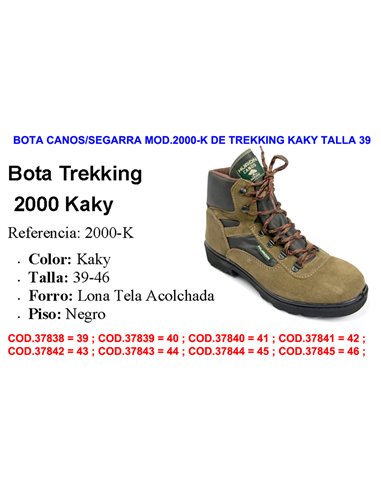 BOTA CANOS/SEGARRA MOD.HURON 2000-K DE TREKKING KAKY TALLA 36