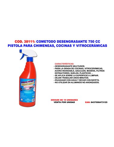 COMETODO DESENGRASANTE MULTIUSOS DOMESTICO 750 CC PULVERIZADOR