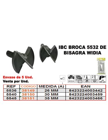 IBC 5-536 BROCA BISAGRA WIDIA 26 MM