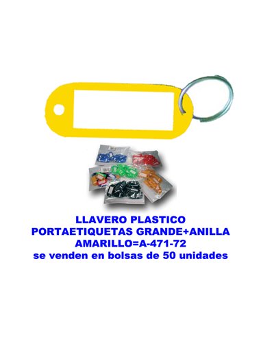 LLAVERO PLASTICO PORTAETIQUETAS GDE.38x60MM+ANILLA AMARI.A47172