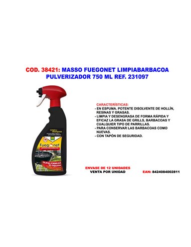 MASSO FUEGONET LIMPIABARBACOA PULVERIZADOR 750ML231097