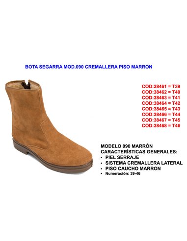 BOTA CANOS/SEGARRA MOD.090 CREMALLERA PISO MARRON      TALLA 39