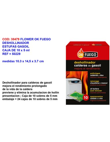 FLOWER OK FUEGO DESHOLLINADOR LIQUIDO ESTUFA GASOIL10x5ML50229