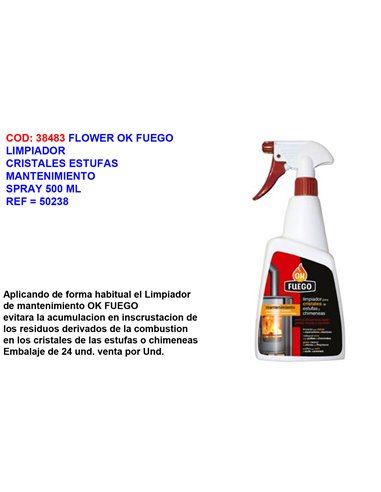 FLOWER OK FUEGO LIMPIADOR CRISTAL ESTUFA MANTE.SPRAY 500ML50238