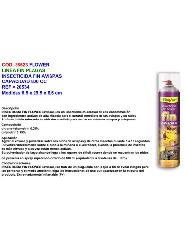 FLOWER INSECTICIDA FIN AVISPAS AEROSOL SPRAY 800 ML20534