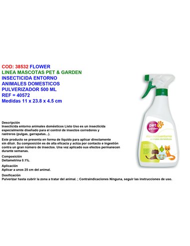 FLOWER INSECTICIDA ENTORNO ANIMAL DOMEST 500 ML PET GARDEN40572